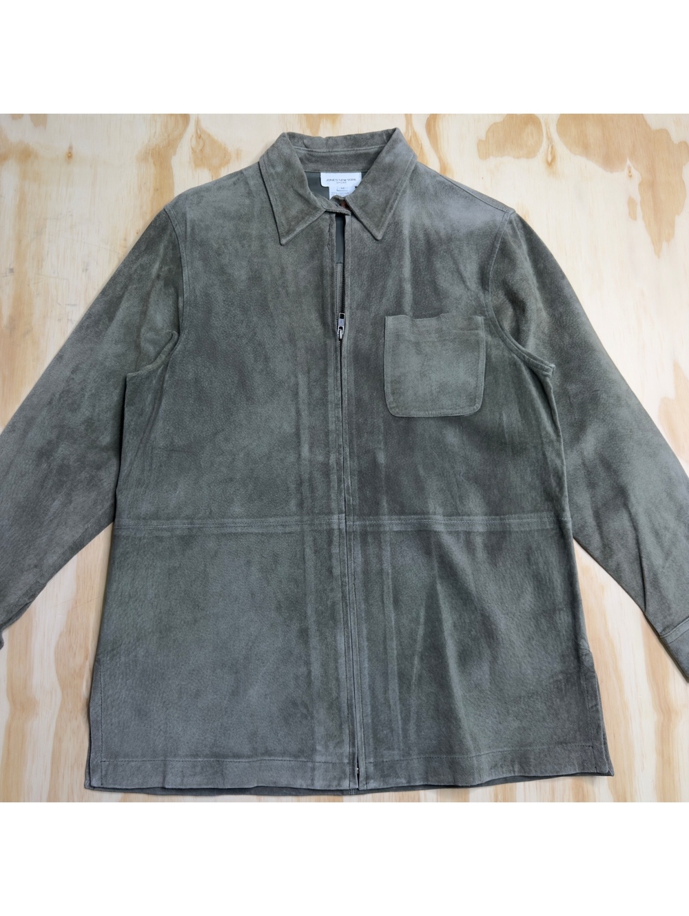 Jones New York Sport Green Suede Leather Jacket Vintage Size M